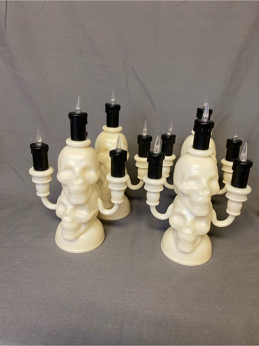 Target Ivory and Black Skull Candelabra Set